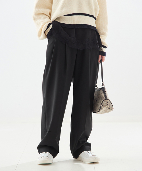 journal standard L'essage（ジャーナルスタンダードレサージュ）の「無地/ストライプテーパードパンツ（スラックス・レディース・ブラック/ネイビー・38/36）」の12枚目の写真