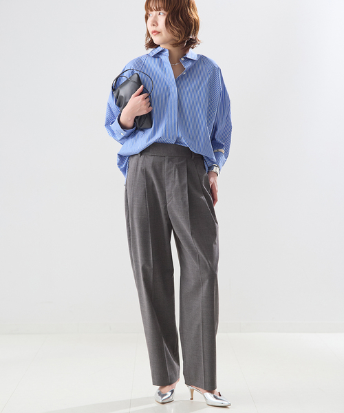 journal standard L'essage（ジャーナルスタンダードレサージュ）の「無地/ストライプテーパードパンツ（スラックス・レディース・ブラック/ネイビー・38/36）」の15枚目の写真