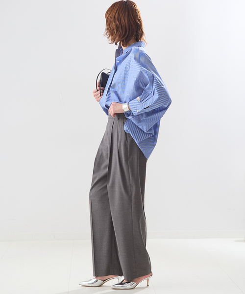 journal standard L'essage（ジャーナルスタンダードレサージュ）の「無地/ストライプテーパードパンツ（スラックス・レディース・ブラック/ネイビー・38/36）」の16枚目の写真