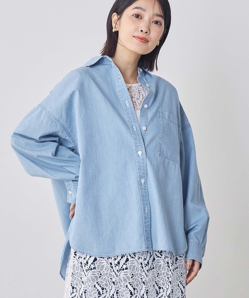 Gready Brilliant（グレディブリリアン）の「バックロゴ刺繍シャツ（シャツ/ブラウス・レディース・オフホワイト/インディゴブルー・38）」の20枚目の写真