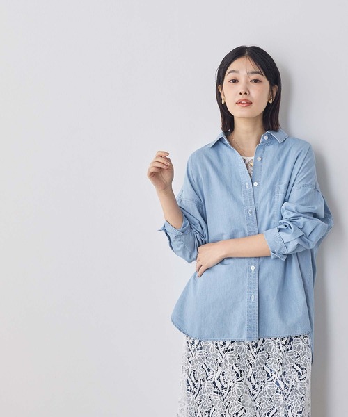 Gready Brilliant（グレディブリリアン）の「バックロゴ刺繍シャツ（シャツ/ブラウス・レディース・オフホワイト/インディゴブルー・38）」の21枚目の写真