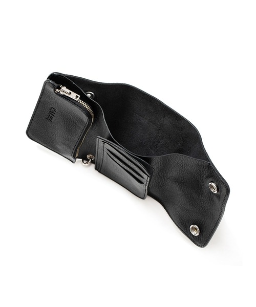 CALEE(キャリー)の「CALEE/キャリー STUDS LEATHER FLAP HALF WALLET スタッズデザイン レザー財布 2026年 夏 夏服(財布・メンズ・ブラック・FREE)」の9枚目の写真