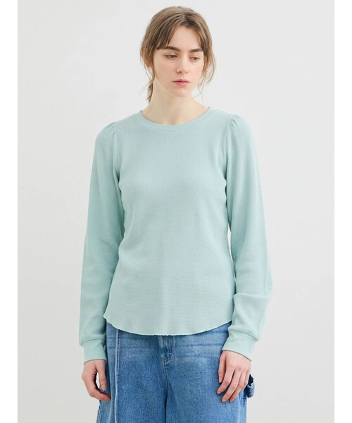 MARMARMAR（マーマーマー）の「MARMARMAR パフスリーブワッフルプルオーバー（Tシャツ/カットソー・レディース・ブラック/オフホワイト/グリーン・FREE）」の3枚目の写真