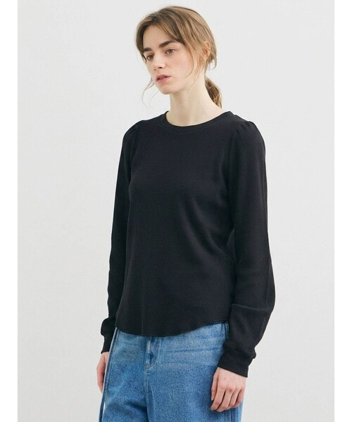 MARMARMAR（マーマーマー）の「MARMARMAR パフスリーブワッフルプルオーバー（Tシャツ/カットソー・レディース・ブラック/オフホワイト/グリーン・FREE）」の2枚目の写真