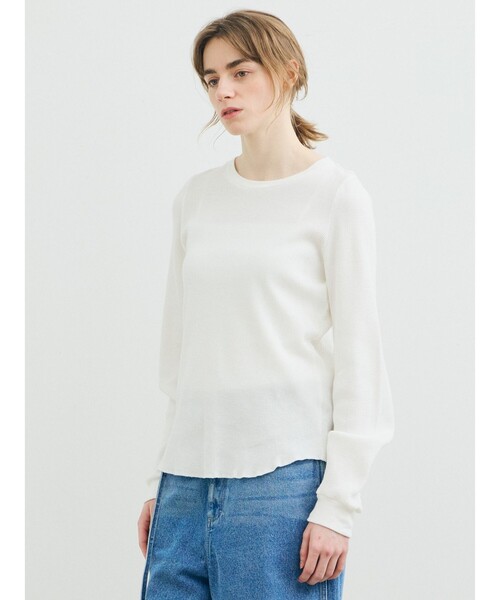 MARMARMAR（マーマーマー）の「MARMARMAR パフスリーブワッフルプルオーバー（Tシャツ/カットソー・レディース・ブラック/オフホワイト/グリーン・FREE）」の14枚目の写真