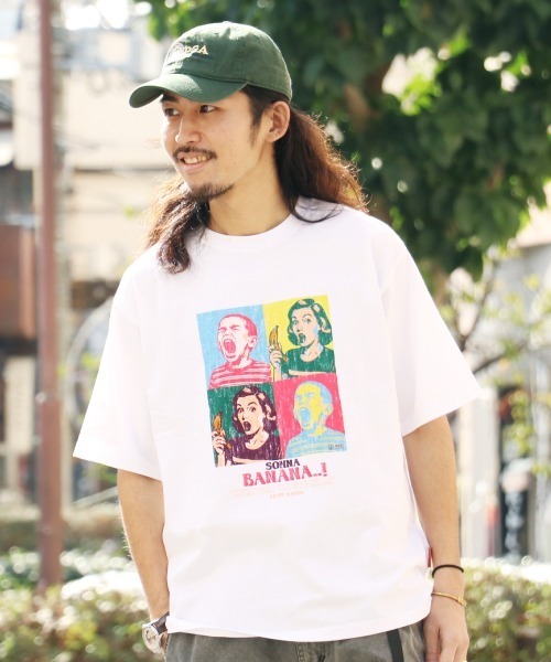 KRIFF MAYER(クリフメイヤー)の「【綿100%】ダジャレ半袖Tシャツ(ソンナバナナ)(Tシャツ/カットソー・メンズ・オフホワイト/ライトグリーン/コーラル/ベージュ/チャコール・X-LARGE/LARGE/MEDIUM)」の2枚目の写真