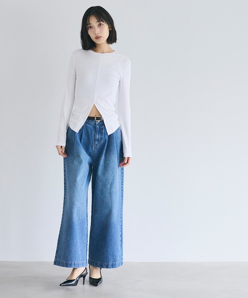 coca(coca)(コカ)の「とろみリブスリットトップス(Tシャツ/カットソー・レディース・ホワイト/チャコール・S/M/L)」の14枚目の写真