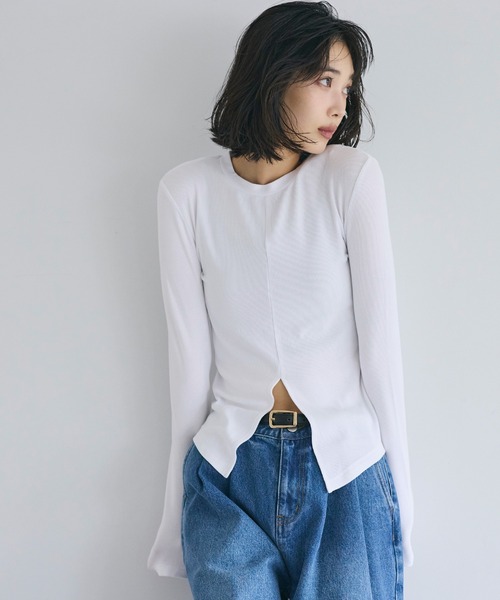 coca(coca)(コカ)の「とろみリブスリットトップス(Tシャツ/カットソー・レディース・ホワイト/チャコール・S/M/L)」の17枚目の写真