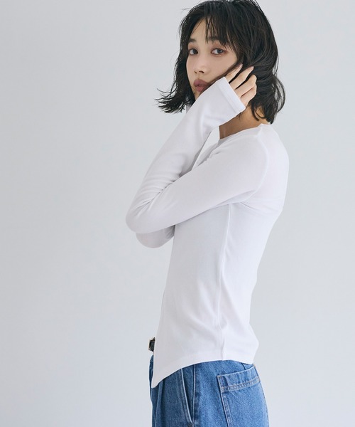 coca(coca)(コカ)の「とろみリブスリットトップス(Tシャツ/カットソー・レディース・ホワイト/チャコール・S/M/L)」の19枚目の写真