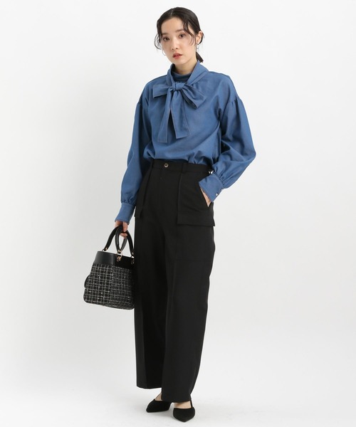 Andemiu（アンデミュウ）の「デニムボウタイブラウス641623（シャツ/ブラウス・レディース・ブルー/ネイビー・FREE）」の16枚目の写真