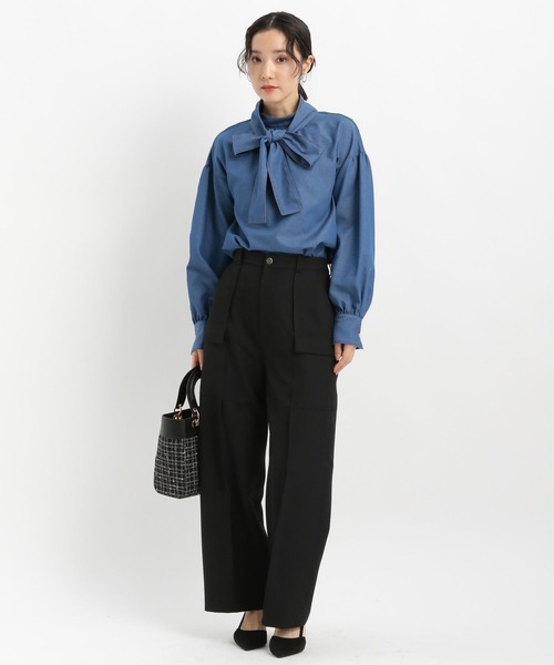 Andemiu（アンデミュウ）の「デニムボウタイブラウス641623（シャツ/ブラウス・レディース・ブルー/ネイビー・FREE）」の17枚目の写真