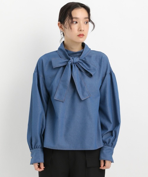 Andemiu（アンデミュウ）の「デニムボウタイブラウス641623（シャツ/ブラウス・レディース・ブルー/ネイビー・FREE）」の21枚目の写真
