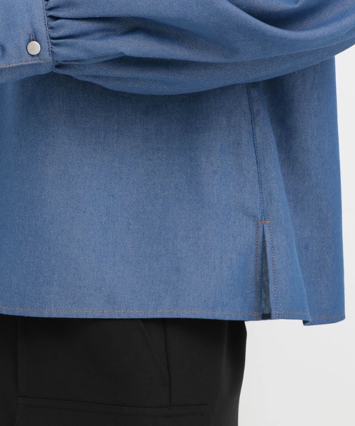 Andemiu（アンデミュウ）の「デニムボウタイブラウス641623（シャツ/ブラウス・レディース・ブルー/ネイビー・FREE）」の4枚目の写真