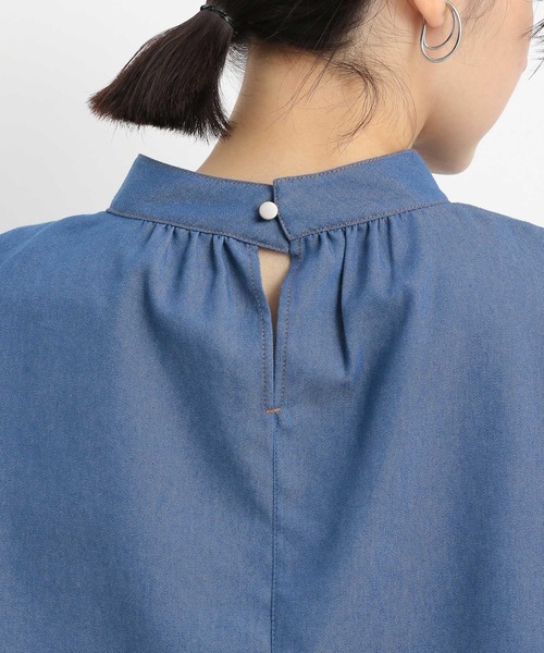 Andemiu（アンデミュウ）の「デニムボウタイブラウス641623（シャツ/ブラウス・レディース・ブルー/ネイビー・FREE）」の5枚目の写真