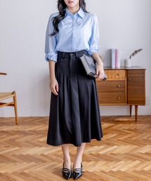 CLEAR BASIC | タックスカート[オフィスカジュアル 着回し抜群 大人](スカート)