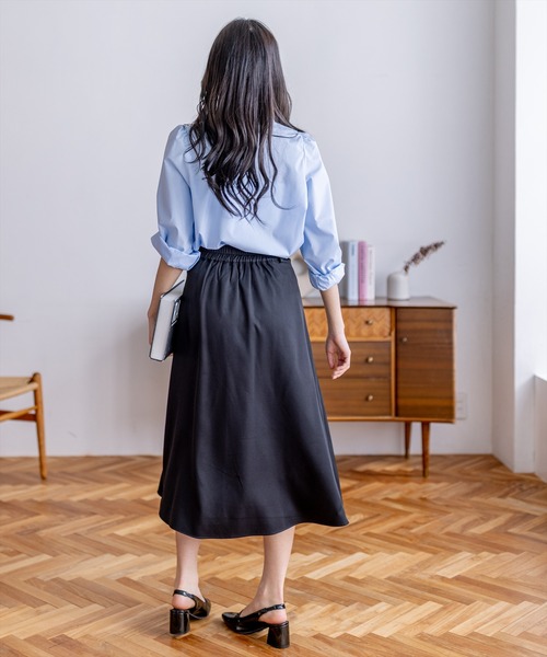 CLEAR BASIC（クリアベーシック）の「タックスカート[オフィスカジュアル 着回し抜群 大人]（スカート・レディース・ブラック/グレー・S/M）」の5枚目の写真