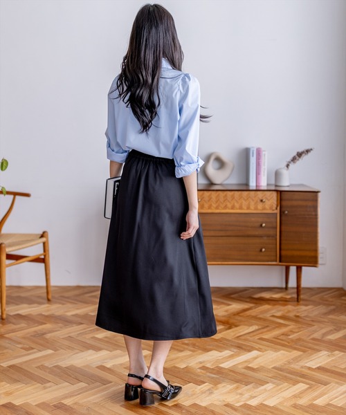 CLEAR BASIC（クリアベーシック）の「タックスカート[オフィスカジュアル 着回し抜群 大人]（スカート・レディース・ブラック/グレー・S/M）」の6枚目の写真