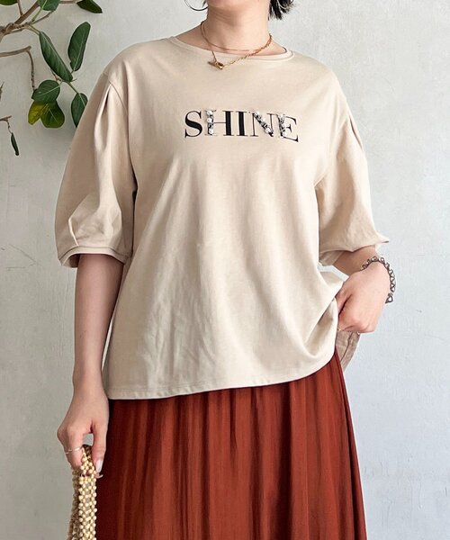 un dix cors(アンディコール)の「“SHINE ロゴTEE(Tシャツ/カットソー・レディース・ブラック/ベージュ/オフホワイト・FREE)」の3枚目の写真