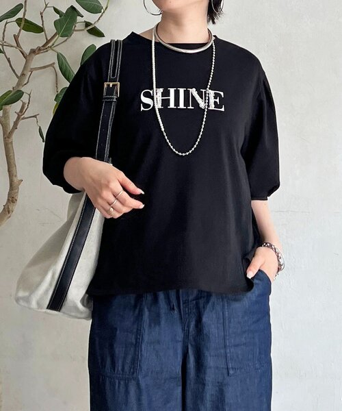 un dix cors(アンディコール)の「“SHINE ロゴTEE(Tシャツ/カットソー・レディース・ブラック/ベージュ/オフホワイト・FREE)」の2枚目の写真