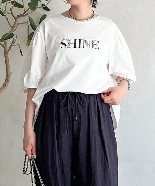 un dix cors(アンディコール)の「“SHINE ロゴTEE(Tシャツ/カットソー・レディース・ブラック/ベージュ/オフホワイト・FREE)」の4枚目の写真