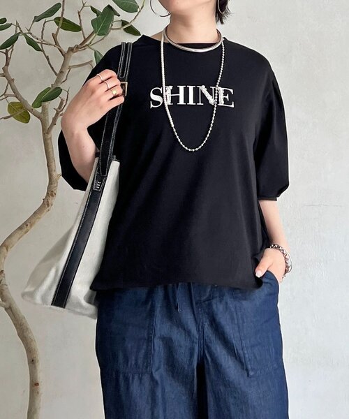 un dix cors(アンディコール)の「“SHINE ロゴTEE(Tシャツ/カットソー・レディース・ブラック/ベージュ/オフホワイト・FREE)」の7枚目の写真
