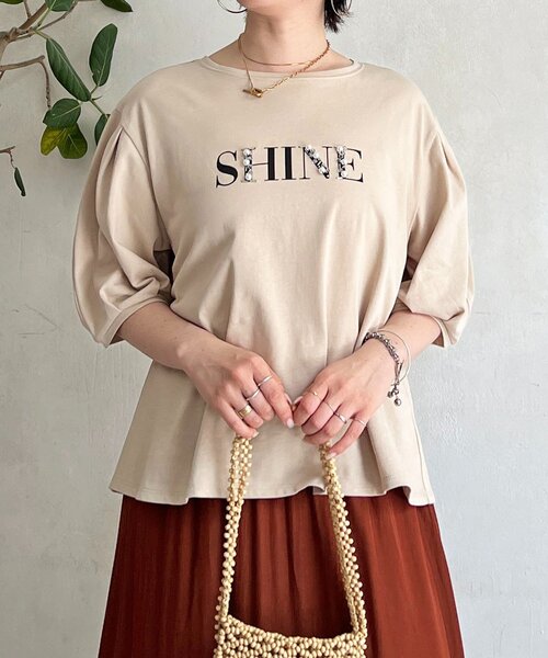 un dix cors(アンディコール)の「“SHINE ロゴTEE(Tシャツ/カットソー・レディース・ブラック/ベージュ/オフホワイト・FREE)」の10枚目の写真