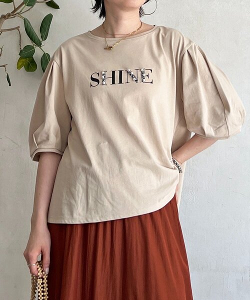 un dix cors(アンディコール)の「“SHINE ロゴTEE(Tシャツ/カットソー・レディース・ブラック/ベージュ/オフホワイト・FREE)」の11枚目の写真