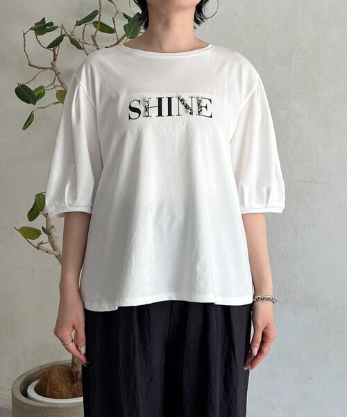 un dix cors(アンディコール)の「“SHINE ロゴTEE(Tシャツ/カットソー・レディース・ブラック/ベージュ/オフホワイト・FREE)」の17枚目の写真