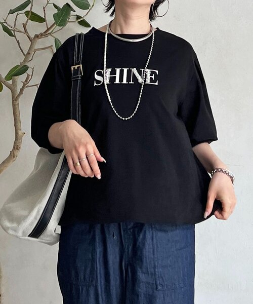 un dix cors(アンディコール)の「“SHINE ロゴTEE(Tシャツ/カットソー・レディース・ブラック/ベージュ/オフホワイト・FREE)」の22枚目の写真