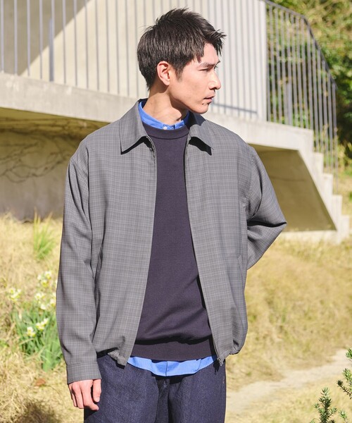 green label relaxing(グリーンレーベルリラクシング)の「TW マイクロチェック ブルゾン(ブルゾン・メンズ・グレー/ダークグレー/ケリーグリーン・S/M/L/XL)」の3枚目の写真