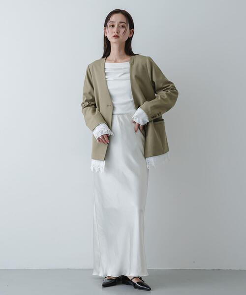 SENSE OF PLACE by URBAN RESEARCH（センスオブプレイスバイアーバンリサーチ）の「サテンアイラインスカート（スカート・レディース・ブラック/アイボリー/チャコールグレー・MEDIUM/TALL/SMALL）」の15枚目の写真