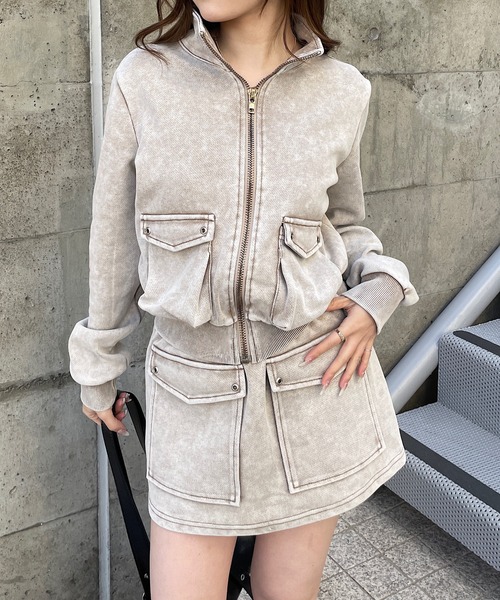 ROGER AND RAW（ロジャーアンドロウ）の「[セットアップ/上下セット] ピグメント加工ポケットデザインセットアップ（セットアップ・レディース・ブラック/ベージュ・FREE）」の2枚目の写真