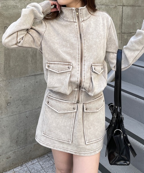 ROGER AND RAW（ロジャーアンドロウ）の「[セットアップ/上下セット] ピグメント加工ポケットデザインセットアップ（セットアップ・レディース・ブラック/ベージュ・FREE）」の6枚目の写真