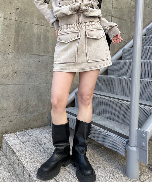 ROGER AND RAW（ロジャーアンドロウ）の「[セットアップ/上下セット] ピグメント加工ポケットデザインセットアップ（セットアップ・レディース・ブラック/ベージュ・FREE）」の4枚目の写真