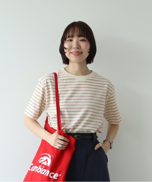 PAR ICI(パーリッシィ)の「マルチボーダー 半袖Tシャツ(Tシャツ/カットソー・レディース・ブルー/アイボリー/グリーン/ネイビー・FREE)」の1枚目の写真