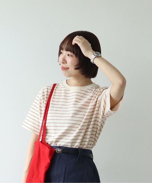 PAR ICI(パーリッシィ)の「マルチボーダー 半袖Tシャツ(Tシャツ/カットソー・レディース・ブルー/アイボリー/グリーン/ネイビー・FREE)」の17枚目の写真