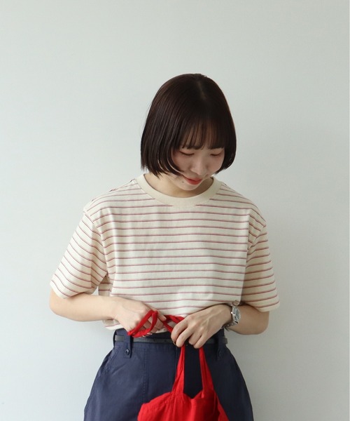 PAR ICI(パーリッシィ)の「マルチボーダー 半袖Tシャツ(Tシャツ/カットソー・レディース・ブルー/アイボリー/グリーン/ネイビー・FREE)」の20枚目の写真