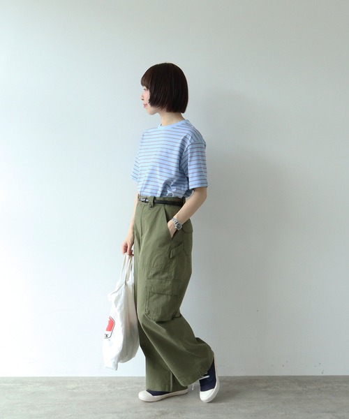 PAR ICI(パーリッシィ)の「マルチボーダー 半袖Tシャツ(Tシャツ/カットソー・レディース・ブルー/アイボリー/グリーン/ネイビー・FREE)」の6枚目の写真