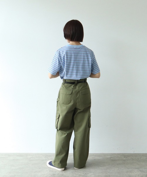 PAR ICI(パーリッシィ)の「マルチボーダー 半袖Tシャツ(Tシャツ/カットソー・レディース・ブルー/アイボリー/グリーン/ネイビー・FREE)」の8枚目の写真