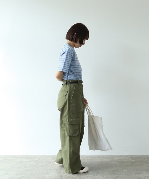 PAR ICI(パーリッシィ)の「マルチボーダー 半袖Tシャツ(Tシャツ/カットソー・レディース・ブルー/アイボリー/グリーン/ネイビー・FREE)」の7枚目の写真