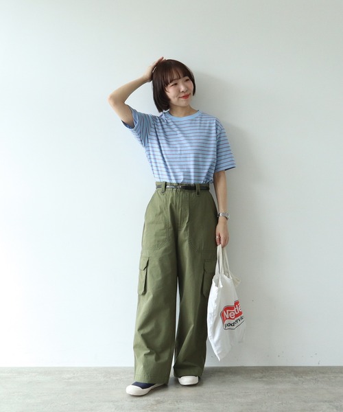 PAR ICI(パーリッシィ)の「マルチボーダー 半袖Tシャツ(Tシャツ/カットソー・レディース・ブルー/アイボリー/グリーン/ネイビー・FREE)」の5枚目の写真