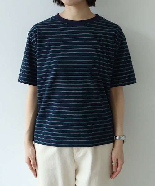 PAR ICI(パーリッシィ)の「マルチボーダー 半袖Tシャツ(Tシャツ/カットソー・レディース・ブルー/アイボリー/グリーン/ネイビー・FREE)」の9枚目の写真