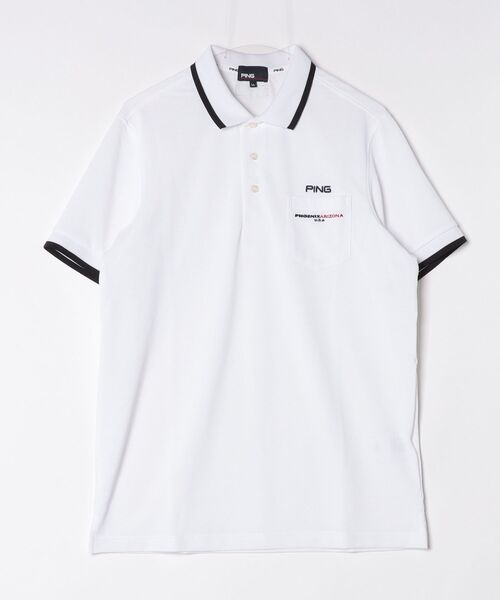 PING（ピン）の「ピン  半袖ラインスナップテックスポロシャツ（Tシャツ/カットソー・メンズ・ネイビー/ホワイト・M/L/LL）」の12枚目の写真