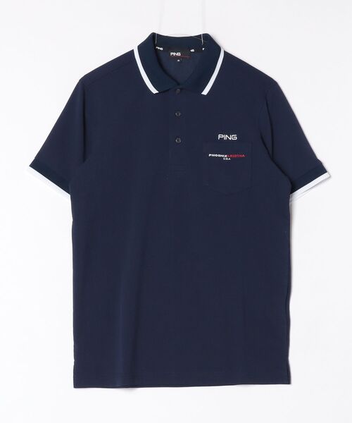 PING（ピン）の「ピン  半袖ラインスナップテックスポロシャツ（Tシャツ/カットソー・メンズ・ネイビー/ホワイト・M/L/LL）」の11枚目の写真