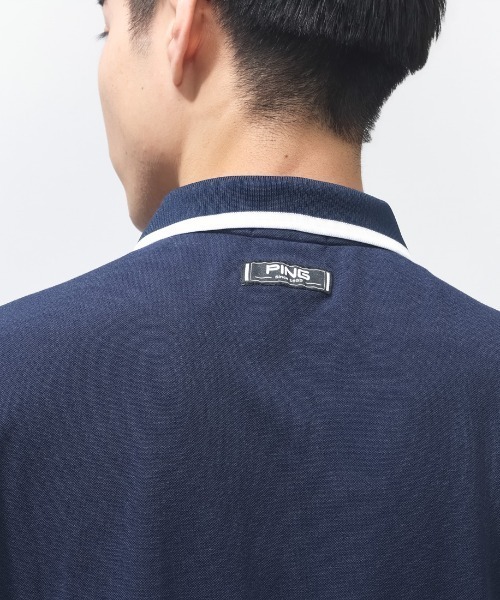 PING（ピン）の「ピン  半袖ラインスナップテックスポロシャツ（Tシャツ/カットソー・メンズ・ネイビー/ホワイト・M/L/LL）」の9枚目の写真