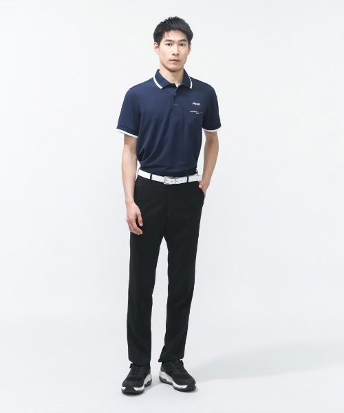 PING（ピン）の「ピン  半袖ラインスナップテックスポロシャツ（Tシャツ/カットソー・メンズ・ネイビー/ホワイト・M/L/LL）」の5枚目の写真