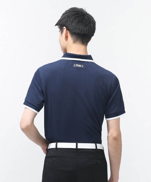 PING（ピン）の「ピン  半袖ラインスナップテックスポロシャツ（Tシャツ/カットソー・メンズ・ネイビー/ホワイト・M/L/LL）」の4枚目の写真