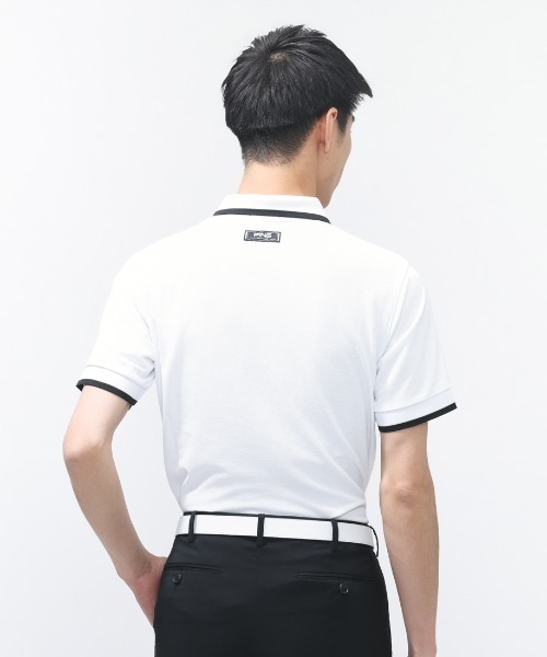 PING（ピン）の「ピン  半袖ラインスナップテックスポロシャツ（Tシャツ/カットソー・メンズ・ネイビー/ホワイト・M/L/LL）」の10枚目の写真