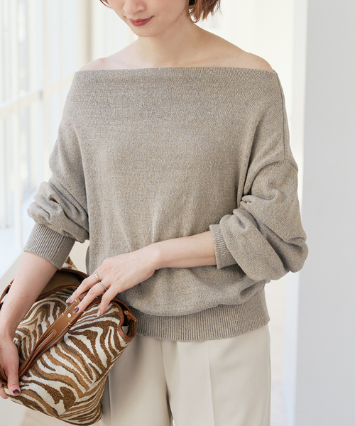 Spick & Span(スピックアンドスパン)の「シルクコンペーパーヤーンニュアンスネックニット(ニット/セーター・レディース・ホワイト/ベージュ・FREE)」の9枚目の写真