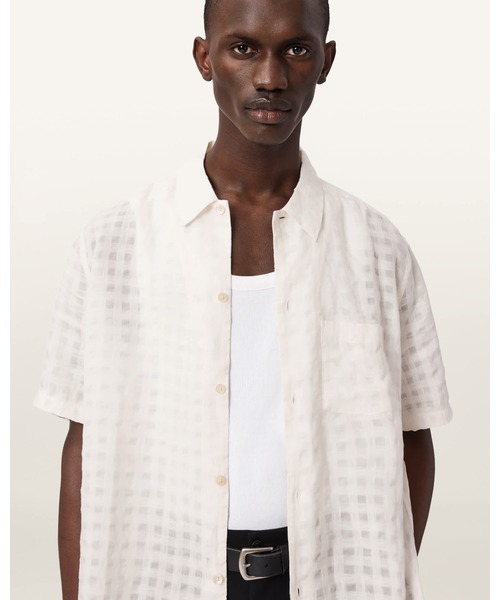 ALLSAINTS（オールセインツ）の「AUBREY SHORT SLEEVE LINEN BLEND SHIRT | AUBREY 半袖 リネン ブレンド シャツ（シャツ/ブラウス・メンズ・ホワイト・S/M/L/XS）」の3枚目の写真